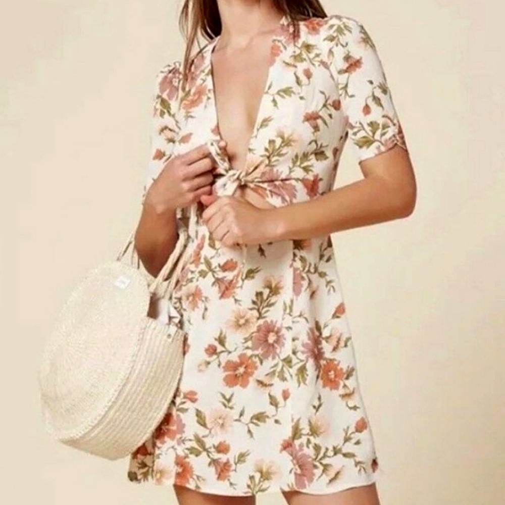 Reformation Tie-Front Floral Dress